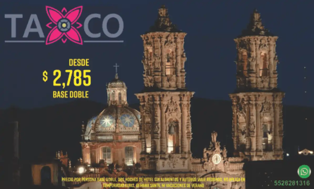 Anuncio de viaje a Taxco en autobús